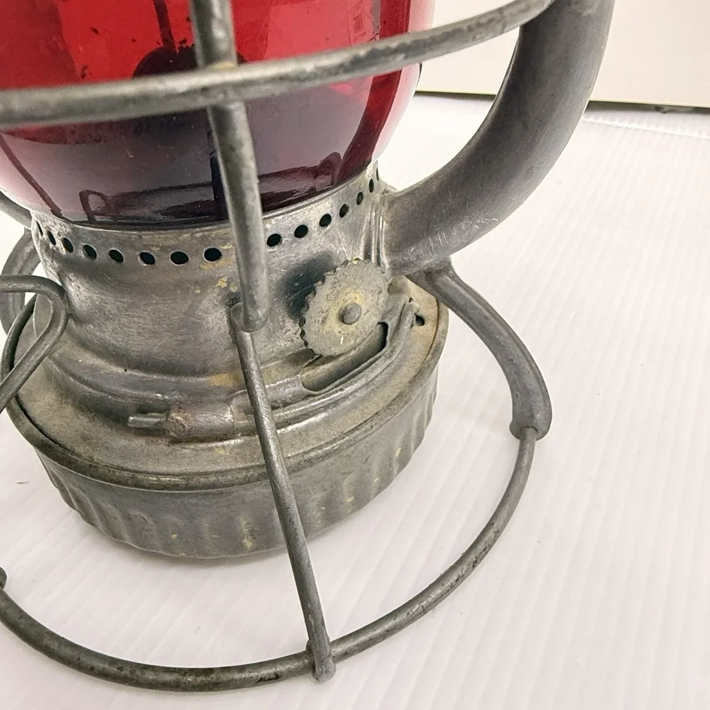 Vintage Dietz Vesta Railroad Lantern Red Globe USA Steampunk Industrial Decor